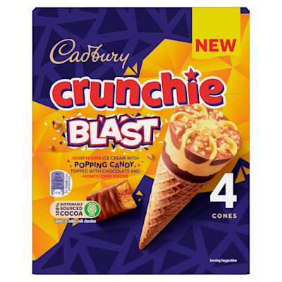 Cadbury Crunchie Ice Cream Cone 4 x 100ml Cadbury Crunchie Ice Cream Cone 4 x 100ml