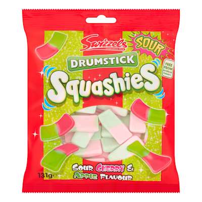 Swizzels Squashies Drumstick Sour Cherry & Apple Flavour 131g Swizzels Squashies Drumstick Sour Cherry & Apple Flavour 131g