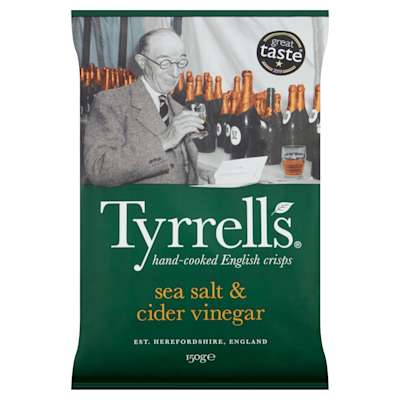 Tyrrells Cider Vinegar & Sea Salt Potato Chips 150g Tyrrells Cider Vinegar & Sea Salt Potato Chips 150g