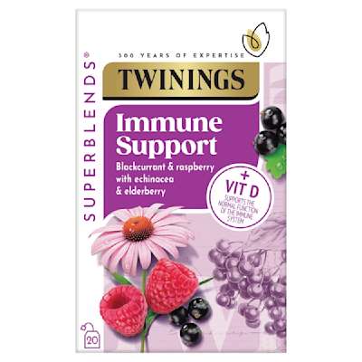 Twinings Superblends Immune Support Blackcurrant & Raspberry 20 Tea Bags 40g Twinings Superblends Immune Support Blackcurrant & Raspberry 20 Tea Bags 40g