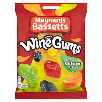 Maynards Bassetts Wine Gums Sweets Bag 190g Maynards Bassetts Wine Gums Sweets Bag 190g