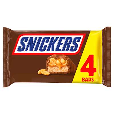 Snickers Chocolate Bars 4 Pack 166.8g Snickers Chocolate Bars 4 Pack 166.8g