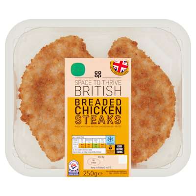 Co-op Breaded Chicken Steaks 250g Co-op Breaded Chicken Steaks 250g