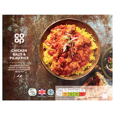 Co-op Chicken Balti & Pilau Rice 425g Co-op Chicken Balti & Pilau Rice 425g