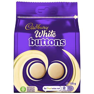 Cadbury White Giant Buttons 100g Cadbury White Giant Buttons 100g