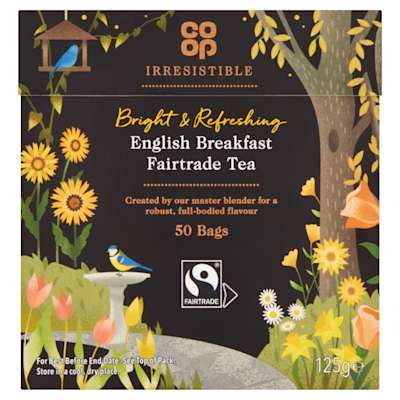 Co-op Irresistible English Breakfast Fairtrade Tea 50 Tea Bags 125g Co-op Irresistible English Breakfast Fairtrade Tea 50 Tea Bags 125g