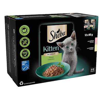 Sheba Sauce Collection Kitten Pouches Mixed Selection in Gravy 12x85g Sheba Sauce Collection Kitten Pouches Mixed Selection in Gravy 12x85g