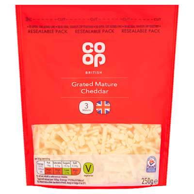 Co-op British Grated Mature Cheddar 250g Co-op British Grated Mature Cheddar 250g