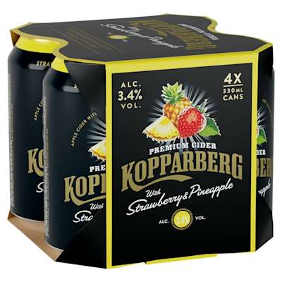 Kopparberg Strawberry & Pineapple 4 x 330ml Cans Kopparberg Strawberry & Pineapple 4 x 330ml Cans