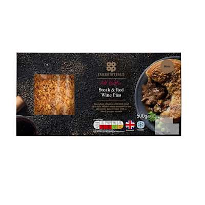 Co-op Irresistible Steak & Red Wine Pies 2x250g Co-op Irresistible Steak & Red Wine Pies 2x250g