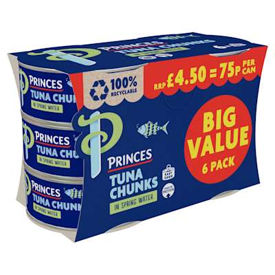 Princes Tuna Chunks in Springwater 6 Pack Princes Tuna Chunks in Springwater 6 Pack