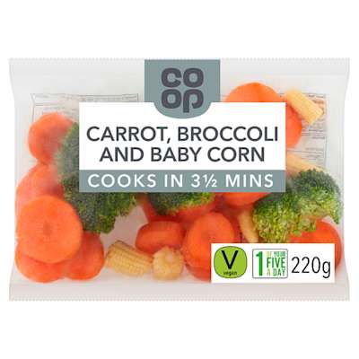 Co-op Carrot, Broccoli and Baby Corn 220g Co-op Carrot, Broccoli and Baby Corn 220g