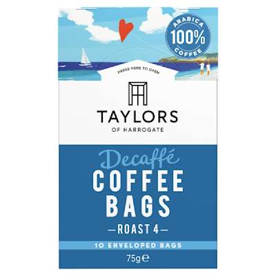 Taylors of Harrogate Decaffé Coffee Bags 10 Enveloped Bags 75g Taylors of Harrogate Decaffé Coffee Bags 10 Enveloped Bags 75g
