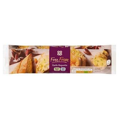 Co-op Free From Garlic Baguette 170g - Gluten Free and Milk Free Co-op Free From Garlic Baguette 170g - Gluten Free and Milk Free