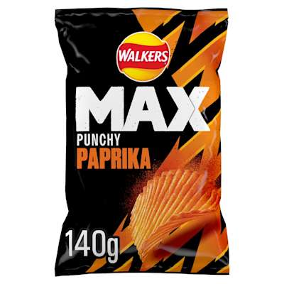 Walkers Max Punchy Paprika Sharing Crisps 140g Walkers Max Punchy Paprika Sharing Crisps 140g