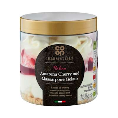 Co-op Irresistible Amarena Cherry and Mascarpone Gelato Co-op Irresistible Amarena Cherry and Mascarpone Gelato