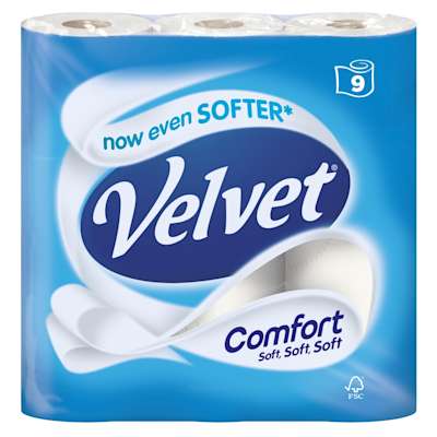 Velvet Comfort Toilet Tissue White 9 Roll Velvet Comfort Toilet Tissue White 9 Roll