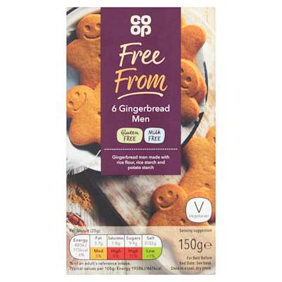 Co-op Free From 6 Gingerbread Men 150g - Gluten and Milk Free Co-op Free From 6 Gingerbread Men 150g - Gluten and Milk Free