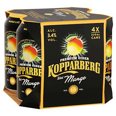 Kopparberg Mango 3.4% Can 4X330ml Kopparberg Mango 3.4% Can 4X330ml
