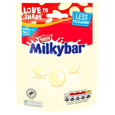 Milkybar White Chocolate Giant Buttons Pouch 94g Milkybar White Chocolate Giant Buttons Pouch 94g
