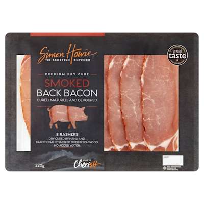 Simon Howie Dry Cure Smoked Bacon 220g Simon Howie Dry Cure Smoked Bacon 220g