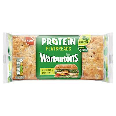 Warburtons Protein Sliced Flatbreads 4pk Warburtons Protein Sliced Flatbreads 4pk