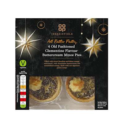 Co-op Irresistible Old Fashioned Clementine Buttercream Mince Pies 4 Pack Co-op Irresistible Old Fashioned Clementine Buttercream Mince Pies 4 Pack