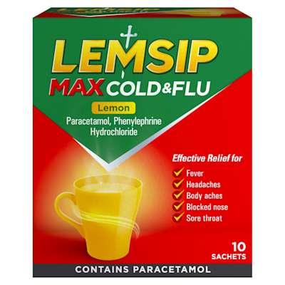 Lemsip Cold and Flu Maximum Strength Powders 10s Lemsip Cold and Flu Maximum Strength Powders 10s