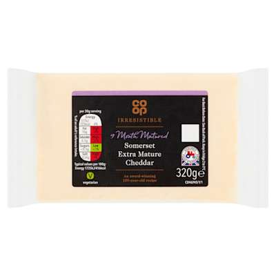 Co-op Irresistible Extra Mature Cheddar 340g Co-op Irresistible Extra Mature Cheddar 340g