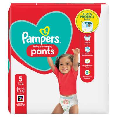 Pampers Baby Dry Pants Size 5 Nappies Essential Pack 33pk