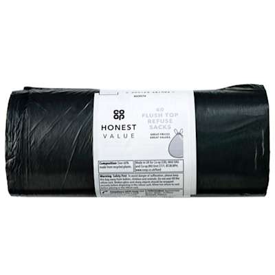 Co-op Honest Value 40 Flush Top Refuse Sacks Co-op Honest Value 40 Flush Top Refuse Sacks