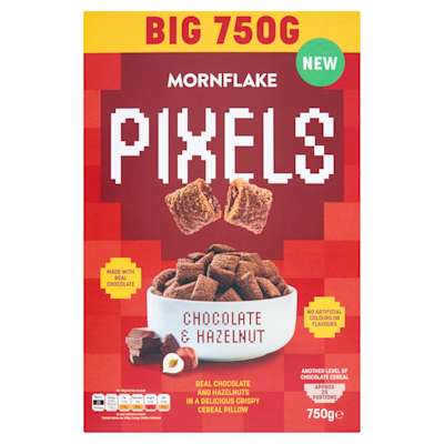 Mornflake Pixels Chocolate Hazelnut Squares 750g Mornflake Pixels Chocolate Hazelnut Squares 750g