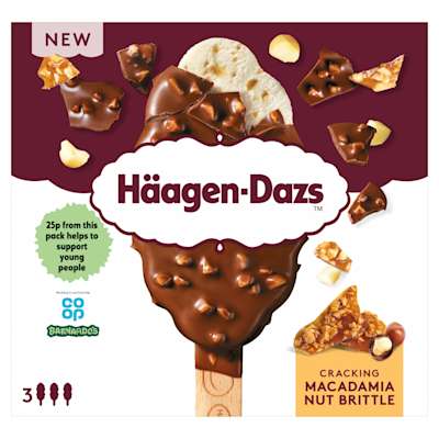Häagen-Dazs Cracking Macadamia Nut Brittle Ice Cream Sticks 3x80ml Häagen-Dazs Cracking Macadamia Nut Brittle Ice Cream Sticks 3x80ml