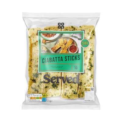Co-op Garlic Ciabatta Breadsticks 135g Co-op Garlic Ciabatta Breadsticks 135g