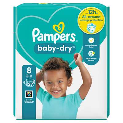 Pampers Baby Dry Size 8 Essential Nappies 27pk Pampers Baby Dry Size 8 Essential Nappies 27pk