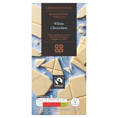 Co-op Fairtrade Irresistible Madagascan Vanilla White Chocolate Co-op Fairtrade Irresistible Madagascan Vanilla White Chocolate