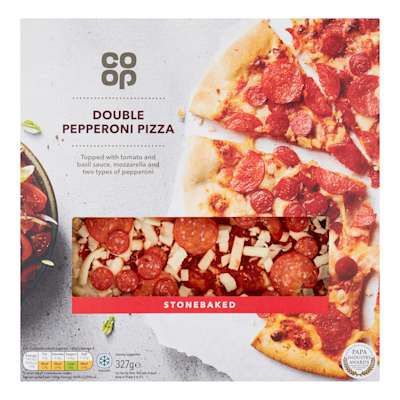 Co-op Stonebaked Thin & Crispy Double Pepperoni Pizza 327g Co-op Stonebaked Thin & Crispy Double Pepperoni Pizza 327g