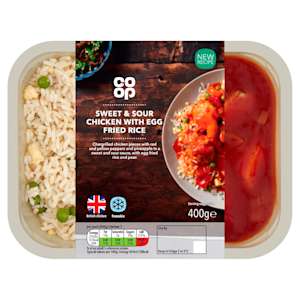 Co-op Sweet & Sour Chicken with Egg Fried Rice 400g Co-op Sweet & Sour Chicken with Egg Fried Rice 400g