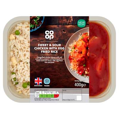 Co-op Sweet & Sour Chicken with Egg Fried Rice 400g Co-op Sweet & Sour Chicken with Egg Fried Rice 400g