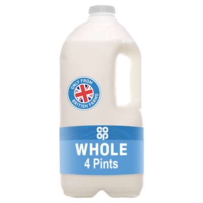 Co-op 4 Pint Fresh Whole Milk 2.27ltr Co-op 4 Pint Fresh Whole Milk 2.27ltr