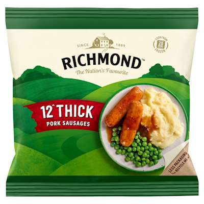 Richmond 12 Thick Frozen Sausages 516g Richmond 12 Thick Frozen Sausages 516g