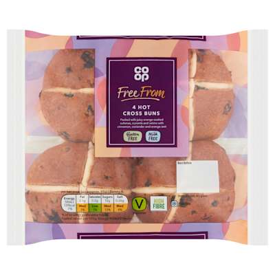 Co-op 4 Gluten Free Hot Cross Buns 206g Co-op 4 Gluten Free Hot Cross Buns 206g