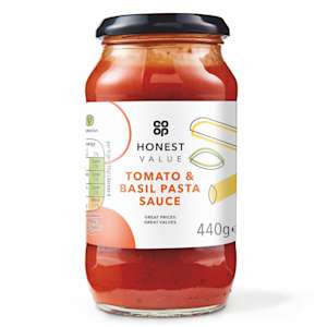 Co-op Honest Value Tomato & Basil Pasta Sauce 440g Co-op Honest Value Tomato & Basil Pasta Sauce 440g