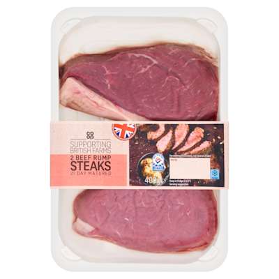 Co-op British Beef Rump Steak Twin Pack 400g Co-op British Beef Rump Steak Twin Pack 400g