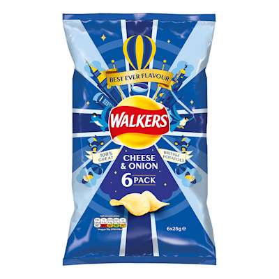 Walkers Cheese and Onion Crisps 6x25g Walkers Cheese and Onion Crisps 6x25g