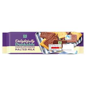 Co-op Milk Chocolate Malted Milk Biscuits 250g Co-op Milk Chocolate Malted Milk Biscuits 250g