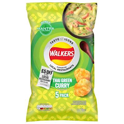 Walkers Thai Green Curry Crisps 5x25g Walkers Thai Green Curry Crisps 5x25g