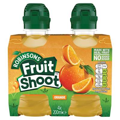 Robinsons Fruit Shoots Low Sugar Orange Juice 4 x 200ml Robinsons Fruit Shoots Low Sugar Orange Juice 4 x 200ml