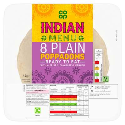 Co-op Plain Poppadums 8s Co-op Plain Poppadums 8s