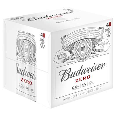 Budweiser Zero Cans 4x330ml Budweiser Zero Cans 4x330ml